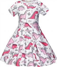 img 4 attached to Dress Up Your Little Girl In Style: Jurebecia Dinosaur Printed Short Sleeve Dress For Toddlers And Kids