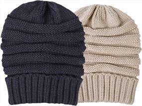 img 3 attached to 2 Pack Womens Slouchy Beanie Winter Knit Soft Hat: Perfect For Women And Men!