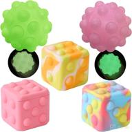 🎉 entertain and relieve stress with the playterminal 5pcs fidget sensory ball dice set: 2 glow-in-the-dark stress balls and 3 fidget dice for toddlers and kids - perfect birthday party favor gift (5pcs) logo