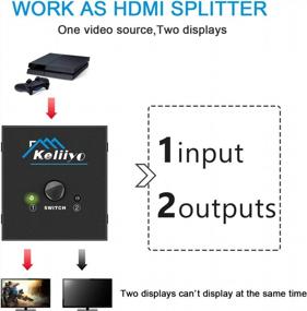 img 3 attached to Двунаправленный разветвитель HDMI KELIIYO - Поддерживает 4K, 3D и 1080P HD - 1 вход, 2 выхода / 2 входа, 1 выход - Plug &amp; Play - Идеально подходит для Xbox, PS3, Roku, DVD и HDTV - Ручной переключатель HDMI