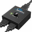 keliiyo bidirectional hdmi switch splitter - supports 4k, 3d, and 1080p hd - 1 in 2 out / 2 input 1 output - plug & play - ideal for xbox, ps3, roku, dvd, and hdtv - manual hdmi switcher logo