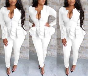 img 3 attached to Stylish Women'S Tracksuit Set: Zipper Jackets & Bodycon Leggings For Clubwear & Parties
