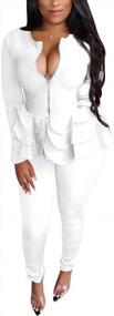 img 4 attached to Stylish Women'S Tracksuit Set: Zipper Jackets & Bodycon Leggings For Clubwear & Parties