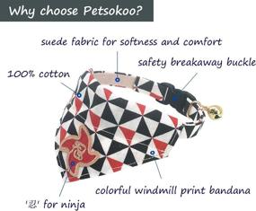 img 3 attached to PetSoKoo Bell Stylish Pattern 100 Cotton Safety Buckle Adjustable Cats for Collars, Harnesses & Leashes