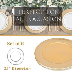 img 1 attached to Set Of 6 Gold Beaded Round Charger Plates For Dinner, Elegant Plastic Plate Chargers For Table Settings, Weddings - MAONAME 13