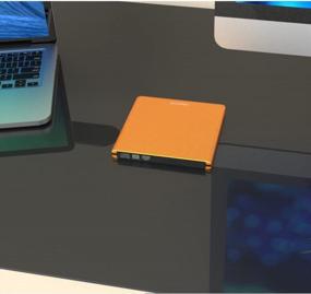 img 1 attached to Внешний записывающий DVD-привод Pawtec Signature: алюминиевый привод USB 3.0 для Windows и Mac ярко-оранжевого цвета