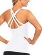 women's gardenwed criss cross workout tank top with built-in bra for yoga, running & activewear logo