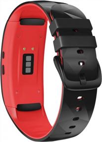 img 4 attached to Upgrade Your Samsung Gear Fit2 With NotoCity Silicone Replacement Bands In Black-Red, Large Size