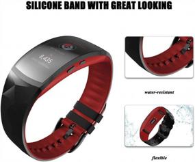 img 2 attached to Upgrade Your Samsung Gear Fit2 With NotoCity Silicone Replacement Bands In Black-Red, Large Size