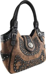 img 2 attached to Justin West Embroidery Concealed Chocolate Women's Handbags & Wallets ~ Shoulder Bags