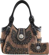 justin west embroidery concealed chocolate women's handbags & wallets ~ shoulder bags логотип