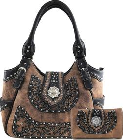 img 4 attached to Justin West Embroidery Concealed Chocolate Women's Handbags & Wallets ~ Shoulder Bags