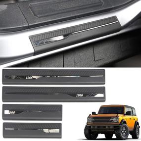 img 4 attached to 🚗 Fgo-togo Car Door Sill Guards for Ford Bronco 4 Door 2021 2022 - ABS Door Edge Guard Entry Guard Scuff Plate Threshold Protection Sticker Scratch Film - Ford Bronco Accessories