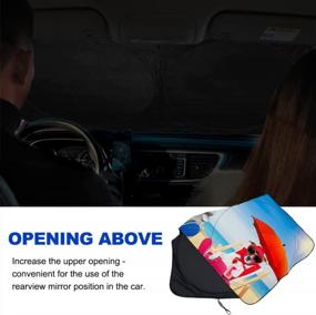 img 2 attached to Car Windshield Sunshade, HOMEYA Dogs & Umbrella Auto Sun Shade Foldable For Front Window Sun Visor Protector UV Ray Reflector Shield To Keep Vehicle Cool Protect Kids Baby & Pets (59 X 33.5 Inch)