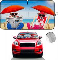 car windshield sunshade, homeya dogs & umbrella auto sun shade foldable for front window sun visor protector uv ray reflector shield to keep vehicle cool protect kids baby & pets (59 x 33.5 inch) логотип