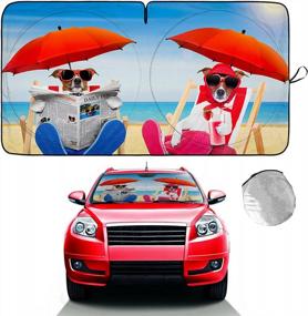 img 4 attached to Car Windshield Sunshade, HOMEYA Dogs & Umbrella Auto Sun Shade Foldable For Front Window Sun Visor Protector UV Ray Reflector Shield To Keep Vehicle Cool Protect Kids Baby & Pets (59 X 33.5 Inch)