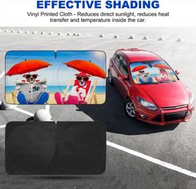 img 3 attached to Car Windshield Sunshade, HOMEYA Dogs & Umbrella Auto Sun Shade Foldable For Front Window Sun Visor Protector UV Ray Reflector Shield To Keep Vehicle Cool Protect Kids Baby & Pets (59 X 33.5 Inch)