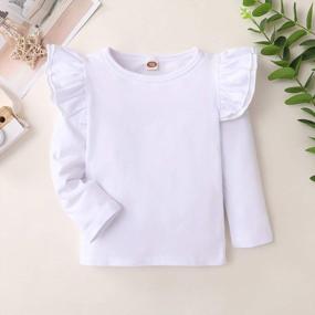 img 3 attached to 👶 Adorable Toddler Baby Girl Ruffle Top: Stylish Solid Color T-Shirt for Kids - 100% Cotton, Superior Quality Clothes