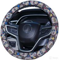 🧡 stylish handmade embroidery sugar skull day steering wheel cover for women - 15 inch | amuahua automotive логотип