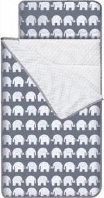 img 4 attached to Extra Long Toddler Nap Mat With Removable Pillow & Fleece Blanket For Daycare - Elephant Design, Measures 55 X 23 X 2 Inches, Ideal Kids Sleeping Mat And Sleeping Bag