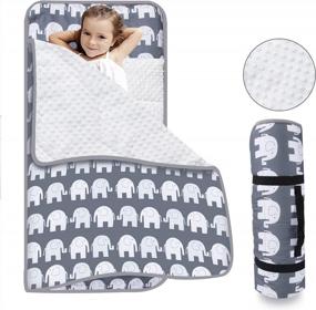 img 3 attached to Extra Long Toddler Nap Mat With Removable Pillow & Fleece Blanket For Daycare - Elephant Design, Measures 55 X 23 X 2 Inches, Ideal Kids Sleeping Mat And Sleeping Bag