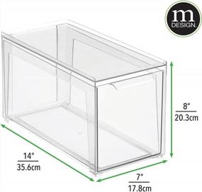 img 3 attached to Пластиковый штабелируемый ящик для хранения в ванной комнате с выдвижным органайзером для шкафа, туалетного столика, полки, шкафа или шкафа - Коллекция Lumiere от MDesign - Clear