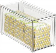 пластиковый штабелируемый ящик для хранения в ванной комнате с выдвижным органайзером для шкафа, туалетного столика, полки, шкафа или шкафа - коллекция lumiere от mdesign - clear логотип