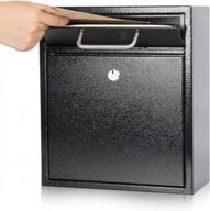 kyodoled steel key lock mail boxes outdoor,locking wall mount mailbox,security key drop box,12h x 10.51l x 4.68w inches,black large logo