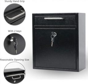 img 3 attached to KYODOLED Steel Key Lock Mail Boxes Outdoor,Locking Wall Mount Mailbox,Security Key Drop Box,12H X 10.51L X 4.68W Inches,Black Large