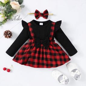 img 3 attached to Newborn Baby Girl Lace Ruffle Long/Short Sleeve Flower Dress Romper Fall Winter Clothes Outfit By OPAWO