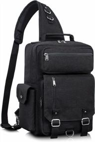 img 4 attached to Water-Resistant Leaper Messenger Bag: Sleek Black Outdoor Cross-Body Sling