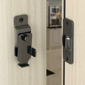 img 1 attached to MS4008K-B Stainless Steel Sliding Door Latch: Heavy Duty Right Angle Gate Lock With Black Finish Bar Flip Latch