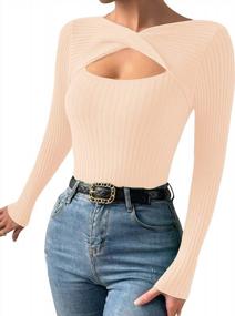 img 1 attached to Stylish And Sexy: MISSACTIVER Women'S Twist Front Knitted Sweater With Hollow Out Detailing!