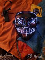 img 1 attached to AnanBros LED Halloween Mask - Scary Masquerade Cosplay Face Mask for Men, Women, and Kids with Light Up Feature review by Chase Steele