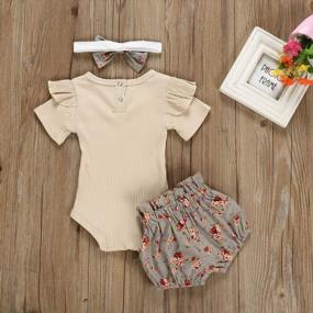 img 2 attached to Adorable Summer Outfits For Baby Girls: Ruffled Rompers & Floral Shorts By KANGKANG