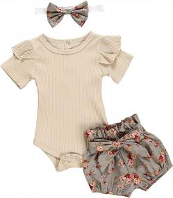 img 4 attached to Adorable Summer Outfits For Baby Girls: Ruffled Rompers & Floral Shorts By KANGKANG