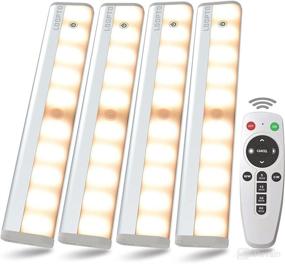 img 4 attached to 🔦 Wireless Under Cabinet Lights with Remote, LDOPTO Dimmable Battery Operated Lights, Upgraded Motion Activated Closet Light, Motion Sensor Night Light for Kitchen Hallway Stairway, 3 Color Options, Pack of 4