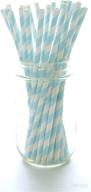 🎉 pack of 25 blue stripe paper party straws - perfect for baby boy, baby shower, and beach wedding cake pop sticks logo