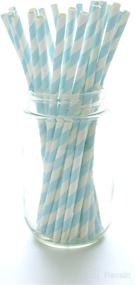 img 1 attached to 🎉 Pack of 25 Blue Stripe Paper Party Straws - Perfect for Baby Boy, Baby Shower, and Beach Wedding Cake Pop Sticks