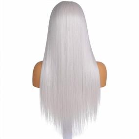 img 2 attached to FUHSI Headband Wig For Women Greyish White Non Lace Front Wig Long Straight Glueless FUTURA Fiber Synthetic Wig Color–22Inch 60# Color