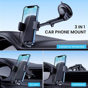 img 3 attached to 📱 Universal Car Phone Holder Mount with Premium Suction & Stable Hook - Hands-Free Mount for Windshield, Dashboard, and Air Vent - Compatible with iPhone and Smartphones - Military-Grade Cell Phone Holder