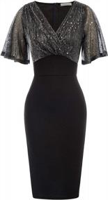 img 4 attached to Shine Bright At Parties With Belle Poque Vintage V-Neck Glitter Bodycon Dress For Women