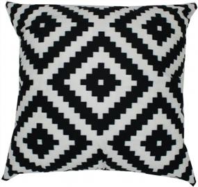 img 3 attached to Set Of 4 Geometric Decorative Throw Pillow Covers In Black And White Velvet, Super Soft Farmhouse Rustic Style For Sofa Accent Cushions, Square 18 X 18'' - By MOCOFO