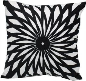 img 1 attached to Set Of 4 Geometric Decorative Throw Pillow Covers In Black And White Velvet, Super Soft Farmhouse Rustic Style For Sofa Accent Cushions, Square 18 X 18'' - By MOCOFO