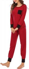 img 2 attached to YEAQING Women'S Long Sleeve Two-Piece Pajama Set With Dot Pattern Bottom And Solid Color Top, Lounge Nightgowns Sets With Pocket (Red/Black, XXL)
