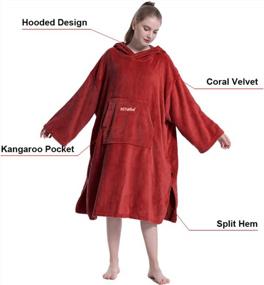 img 2 attached to Stay Cozy And Dry With The Hiturbo Plush Changing Robe: Oversized Hooded Surf Poncho With Pocket And Fleece Towel For Aquatics And Home Use