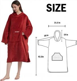 img 3 attached to Stay Cozy And Dry With The Hiturbo Plush Changing Robe: Oversized Hooded Surf Poncho With Pocket And Fleece Towel For Aquatics And Home Use