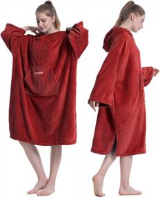 img 1 attached to Stay Cozy And Dry With The Hiturbo Plush Changing Robe: Oversized Hooded Surf Poncho With Pocket And Fleece Towel For Aquatics And Home Use