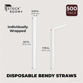 img 2 attached to 🥤 500 Pieces of Clear Plastic Flexible Drinking Straws, Disposable and Individually Wrapped - 7.75 Inches