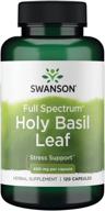 swanson holy basil leaf (tulsi) капсулы 800 мг - естественный способ борьбы со стрессом и повышения эмоционального благополучия - с потенциальными преимуществами для уровня глюкозы в крови - 120 капсул на бутылку логотип
